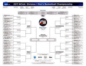 2011 NCAA Mens Bracket Update after March 26, 2011 Elite 8 Round Games